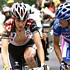 Frank Schleck and Damiano Cunego side by side on l'Alpe d'Huez during the Tour de France 2006